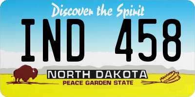 ND license plate IND458