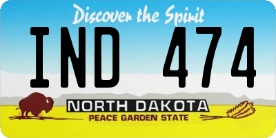 ND license plate IND474