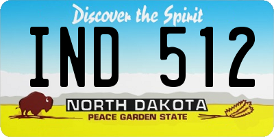 ND license plate IND512