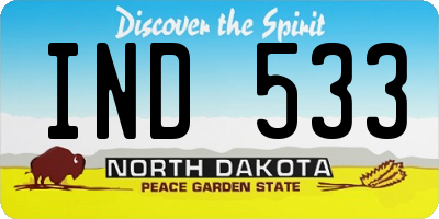 ND license plate IND533
