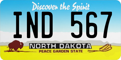 ND license plate IND567