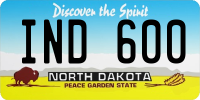 ND license plate IND600