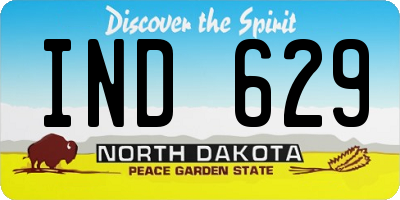 ND license plate IND629
