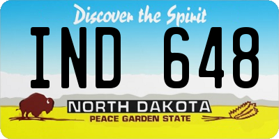 ND license plate IND648