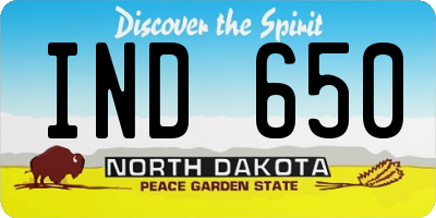 ND license plate IND650