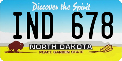 ND license plate IND678