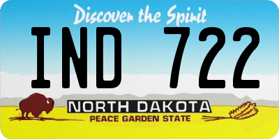 ND license plate IND722