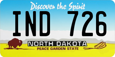 ND license plate IND726