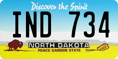 ND license plate IND734