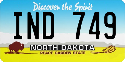 ND license plate IND749