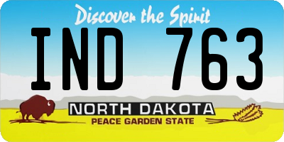 ND license plate IND763