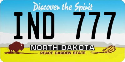 ND license plate IND777