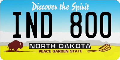 ND license plate IND800