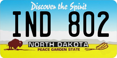 ND license plate IND802