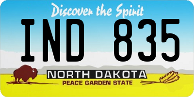 ND license plate IND835
