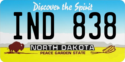 ND license plate IND838
