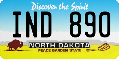 ND license plate IND890