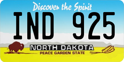 ND license plate IND925