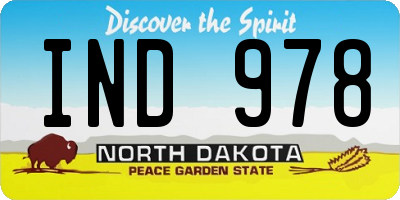 ND license plate IND978