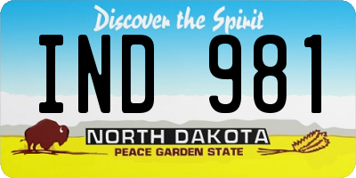 ND license plate IND981