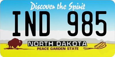 ND license plate IND985