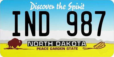 ND license plate IND987