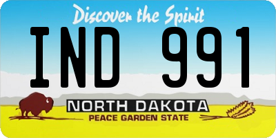 ND license plate IND991