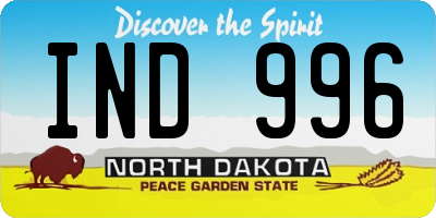 ND license plate IND996