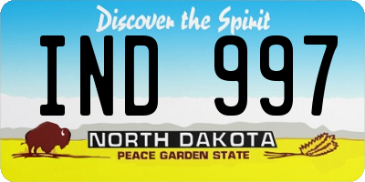 ND license plate IND997