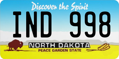 ND license plate IND998