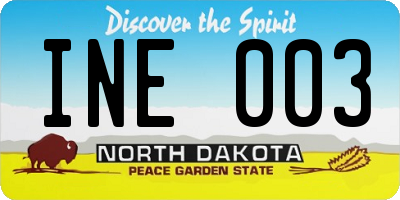 ND license plate INE003