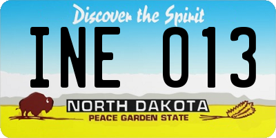 ND license plate INE013