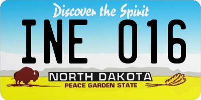 ND license plate INE016