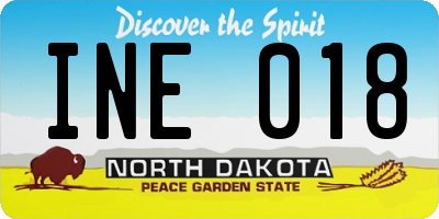 ND license plate INE018