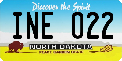 ND license plate INE022