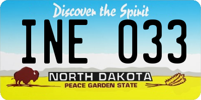 ND license plate INE033