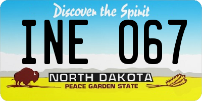 ND license plate INE067