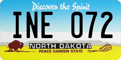 ND license plate INE072