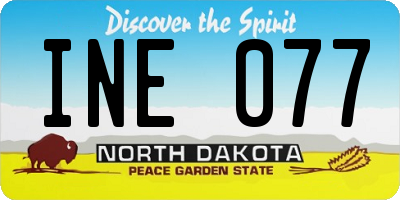 ND license plate INE077
