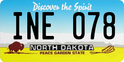ND license plate INE078