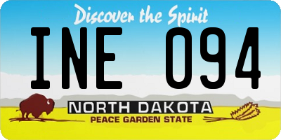 ND license plate INE094