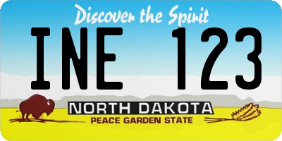ND license plate INE123