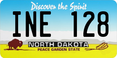 ND license plate INE128