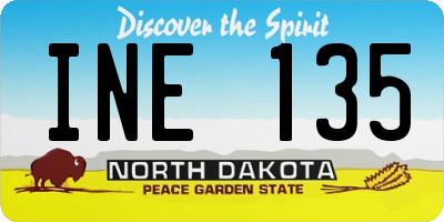 ND license plate INE135