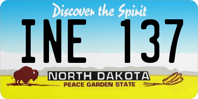 ND license plate INE137