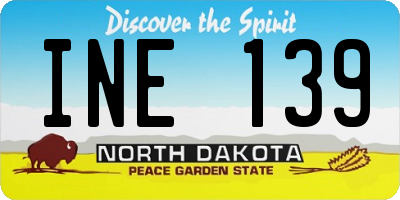 ND license plate INE139