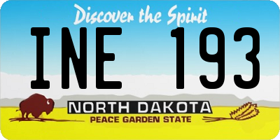 ND license plate INE193