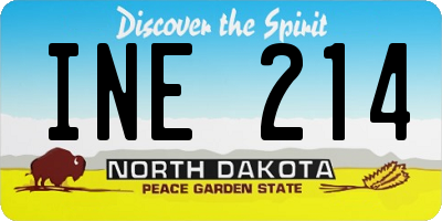 ND license plate INE214
