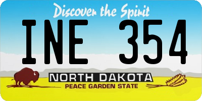 ND license plate INE354