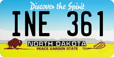 ND license plate INE361